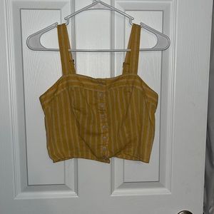 Tilly’s Yellow Striped Crop Button Tank